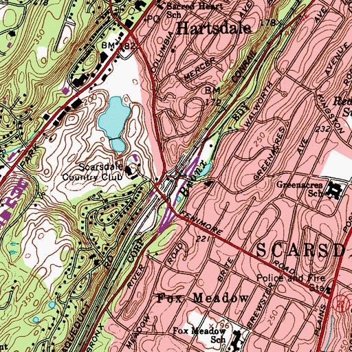 Topographic Map of Hartsdale Station, NY