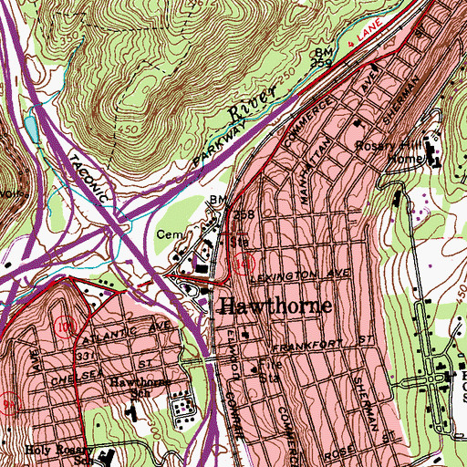 Topographic Map of Hawthorne Station, NY