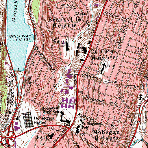 Topographic Map of High Ridge Plaza Shopping Center, NY