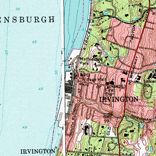 Topographic Map of Irvington Station, NY