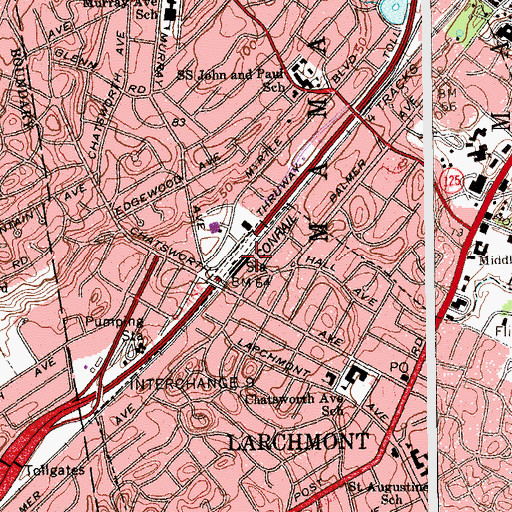 Topographic Map of Larchmont Station, NY