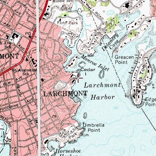 Topographic Map of Larchmont Yacht Club, NY