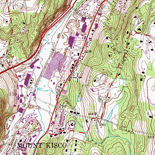 Topographic Map of Mount Kisco Square Shopping Center, NY