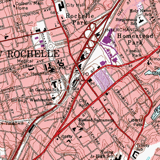 Topographic Map of New Rochelle Station, NY