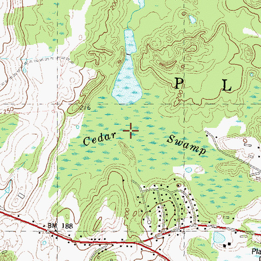 Topographic Map of Cedar Swamp, CT