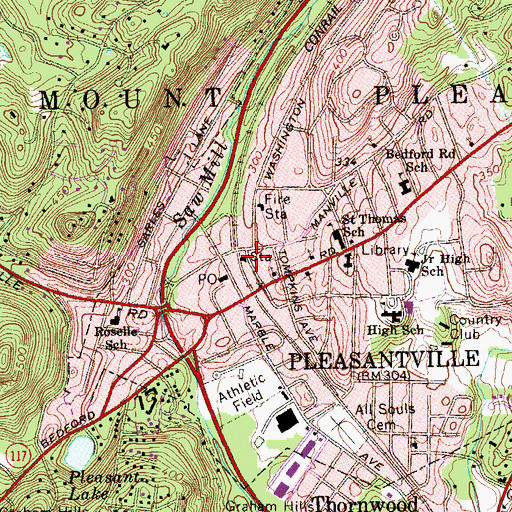 Topographic Map of Pleasantville Station, NY