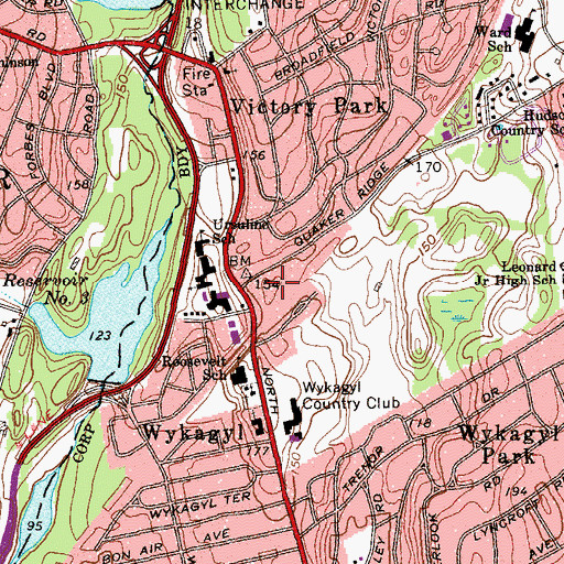 Topographic Map of Quaker Ridge Shopping Center, NY