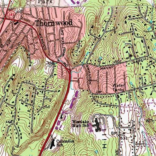 Topographic Map of Rose Hill Shopping Center, NY