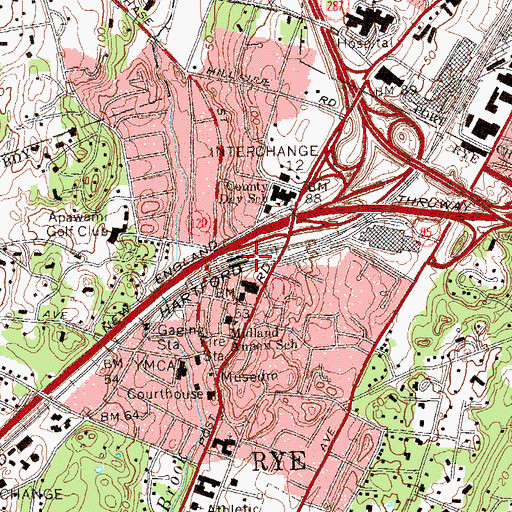 Topographic Map of Rye Station, NY