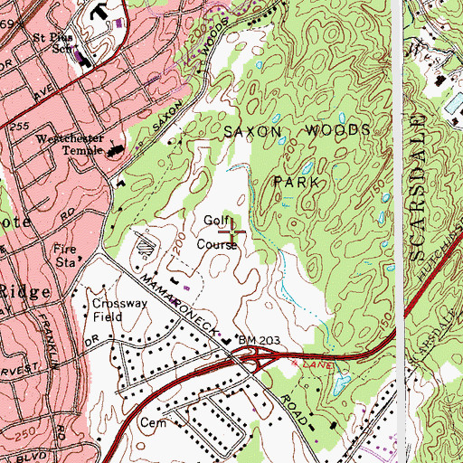 Topographic Map of Saxon Woods Golf Course, NY