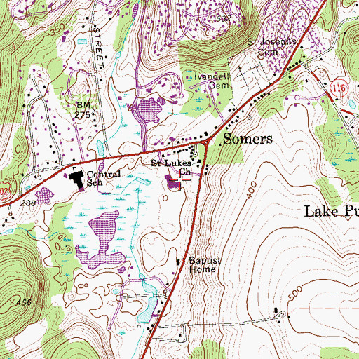 Topographic Map of Somerstown Shopping Center, NY