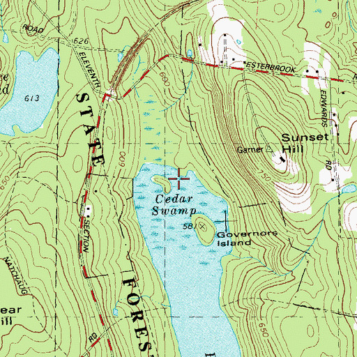 Topographic Map of Cedar Swamp, CT