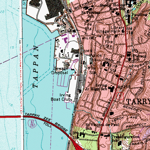 Topographic Map of Tarrytown Marina, NY