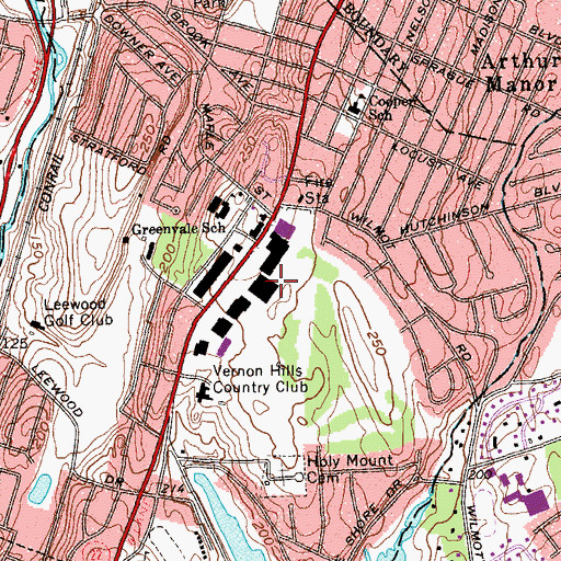 Topographic Map of Vernon Hills Shopping Center, NY