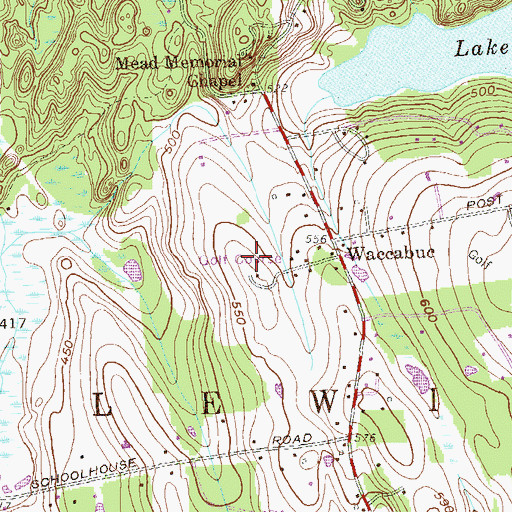 Topographic Map of Waccabuc Country Club, NY