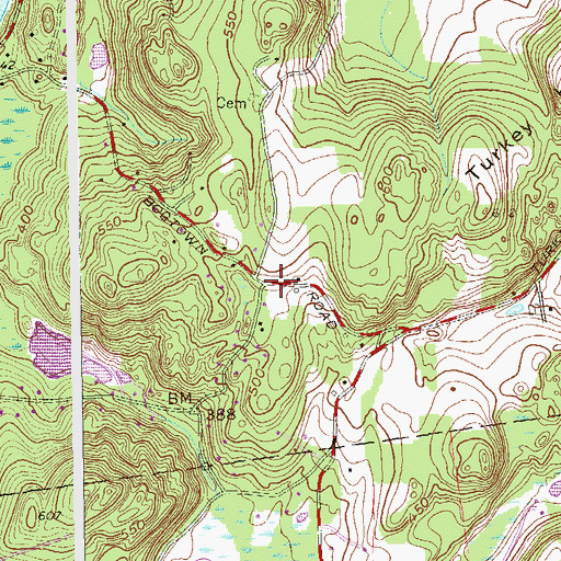 Topographic Map of Yerkes Corner, NY