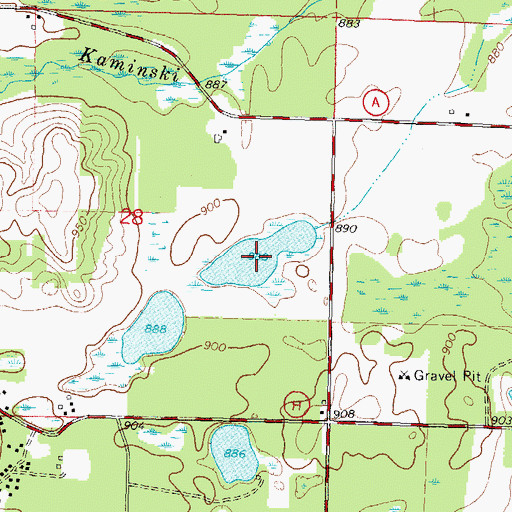 Topographic Map of Bonneville Lake, WI