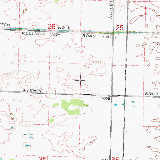 Topographic Map of Buena Vista Prairie Chicken Meadow State Natural Area, WI