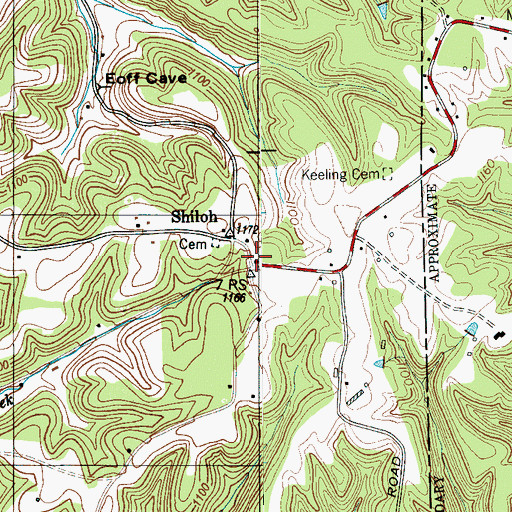 Topographic Map of Keeling Cemetery, TN