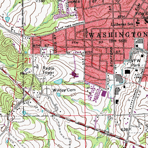 Topographic Map of Saint Francis Borgia Regional High School, MO