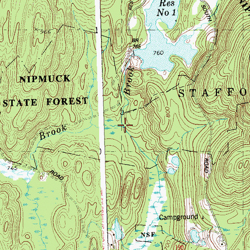 Topographic Map of Cedar Swamp Brook, CT