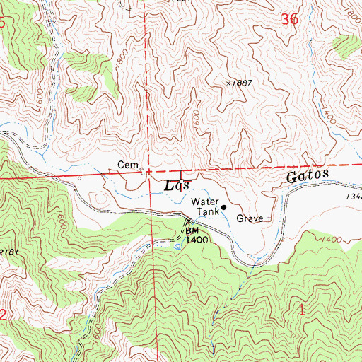 Topographic Map of Chimney Canyon, CA
