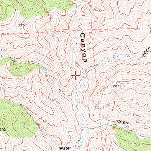 Topographic Map of Nehi Canyon, CA