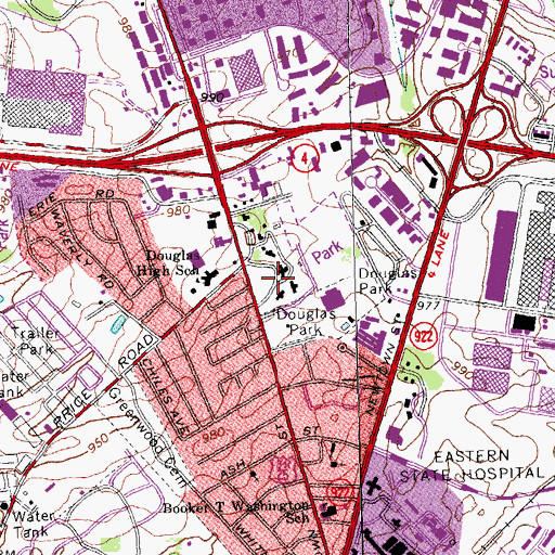 Topographic Map of The Academy at Lexington, KY