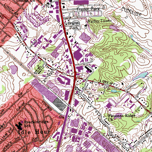 Topographic Map of Eastside Technical Center, KY