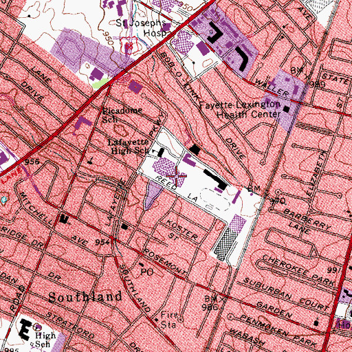 Topographic Map of School for the Creative and Performing Arts at Bluegrass, KY