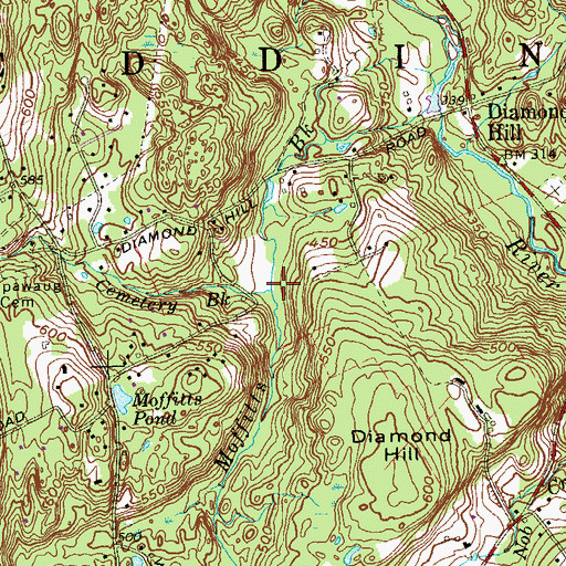 Topographic Map of Cemetery Brook, CT