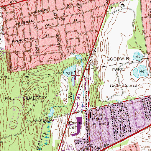 Topographic Map of Cemetery Brook, CT