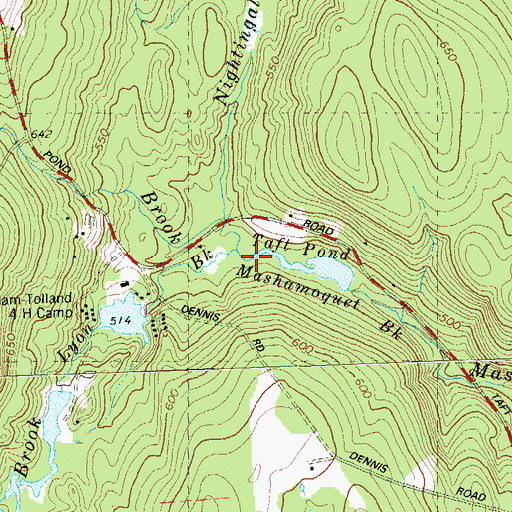 Topographic Map of Cemetery Brook, CT