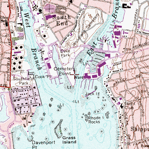Topographic Map of Cemetery Point, CT