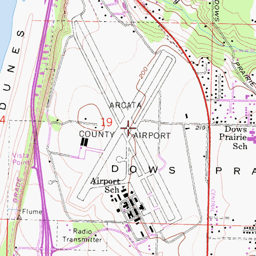 Topographic Map of Naval Auxiliary Air Station Arcata (historical), CA