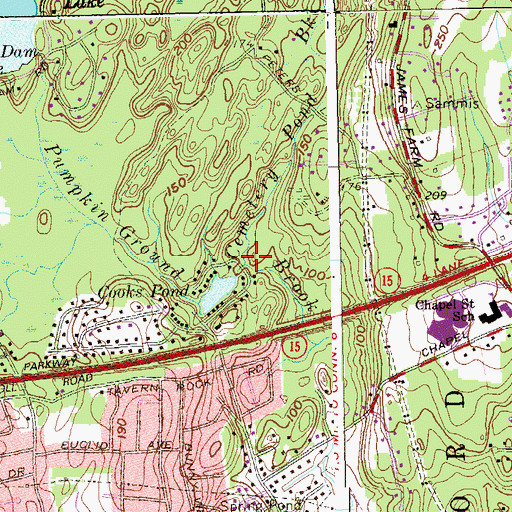 Topographic Map of Cemetery Pond Brook, CT