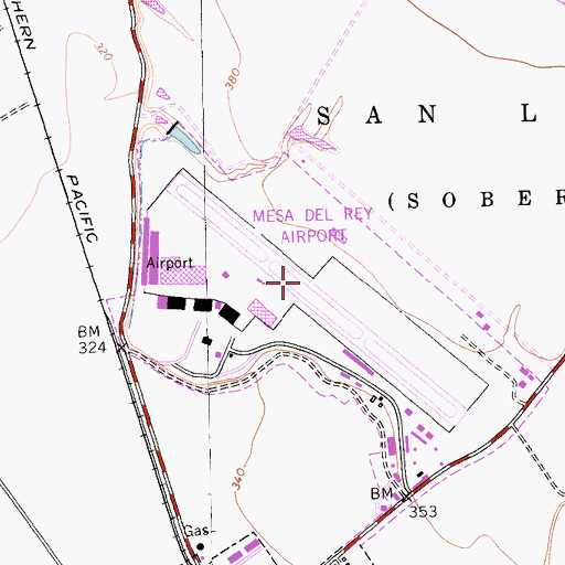 Topographic Map of Naval Auxiliary Air Station King City (historical), CA