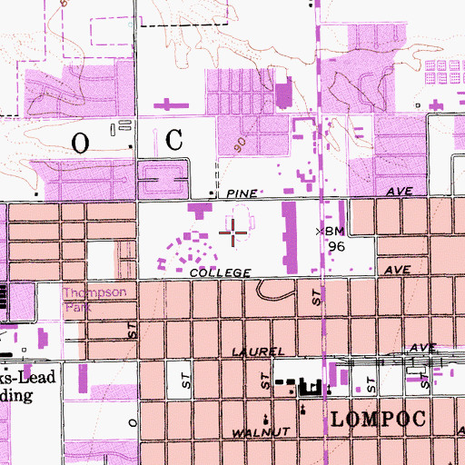 Topographic Map of Naval Auxiliary Air Facility Lompoc (historical), CA