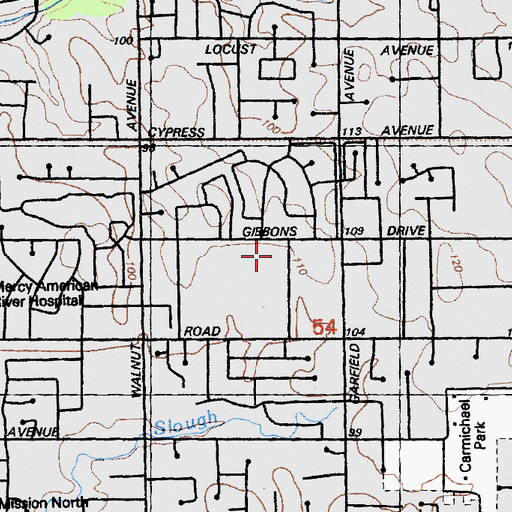 Topographic Map of Alicante School - Carmichael, CA