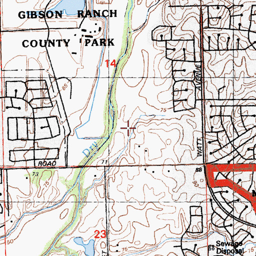 Topographic Map of Antelope Greens Golf Course, CA