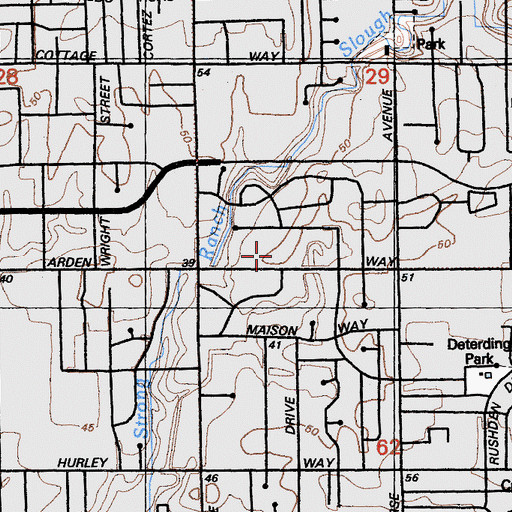 Topographic Map of Arden Post Office, CA