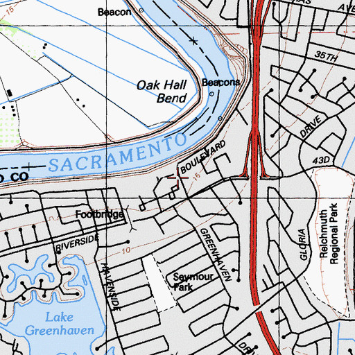 Topographic Map of Brookfield School, CA