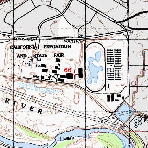 Topographic Map of Cal Expo Horse Race Track, CA