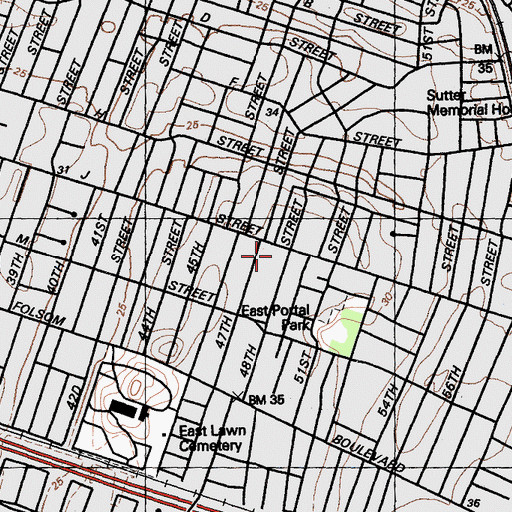 Topographic Map of Camellia Post Office, CA
