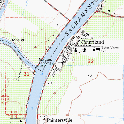 Topographic Map of Courtland Fire Protection District Station 91, CA