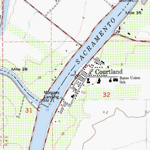 Topographic Map of Courtland Post Office, CA