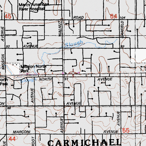 Topographic Map of Department of Motor Vehicles - Carmichael Office, CA