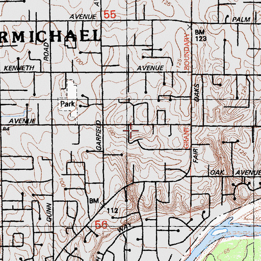 Topographic Map of El Rancho School, CA