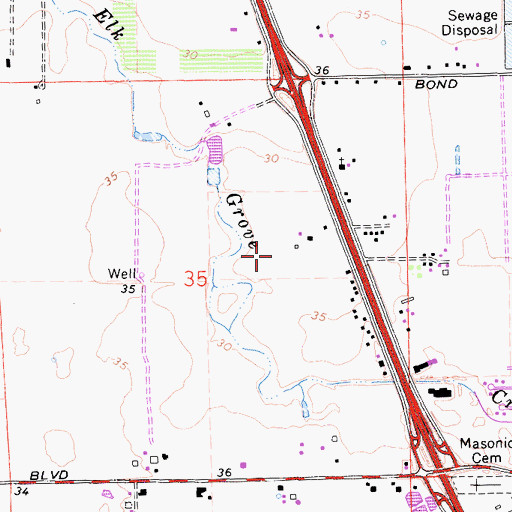 Topographic Map of Elk Grove City Hall, CA