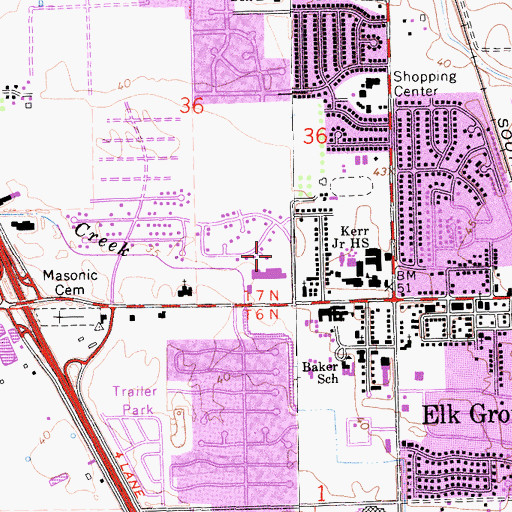 Topographic Map of Elk Grove Post Office, CA